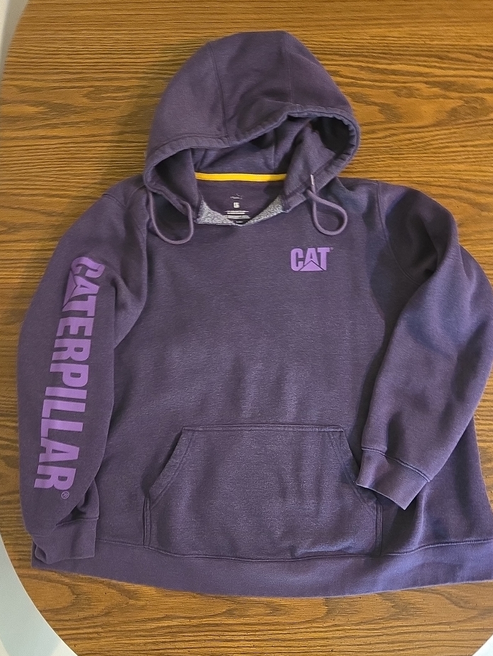 Caterpillar Purple Pullover Hoodie with Sleeve Logo